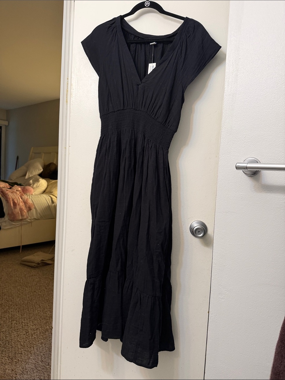 Old Navy Black V-Neck Smocked-Waist Maxi Dress